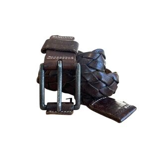 ✨ Abercrombie & Fitch Y2K Vintage Brown Leather Woven Belt L/XL